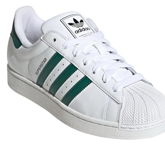 adidas Superstar White and Green Sneakers - Picture 2 of 10